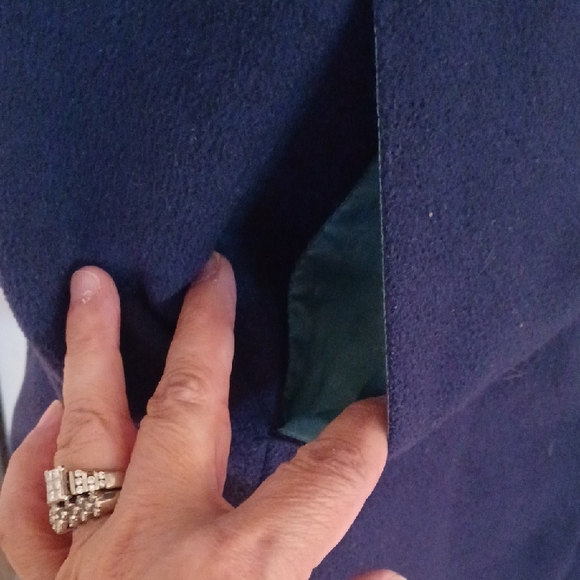 Chico's Navy Pea Coat with Teal Lining - Picture 4 of 10